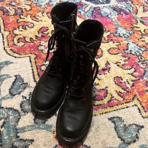 Black Womens Lace Up - Zip Up Harley Davidson Riding Boots Size 7 1/2 (7.5)